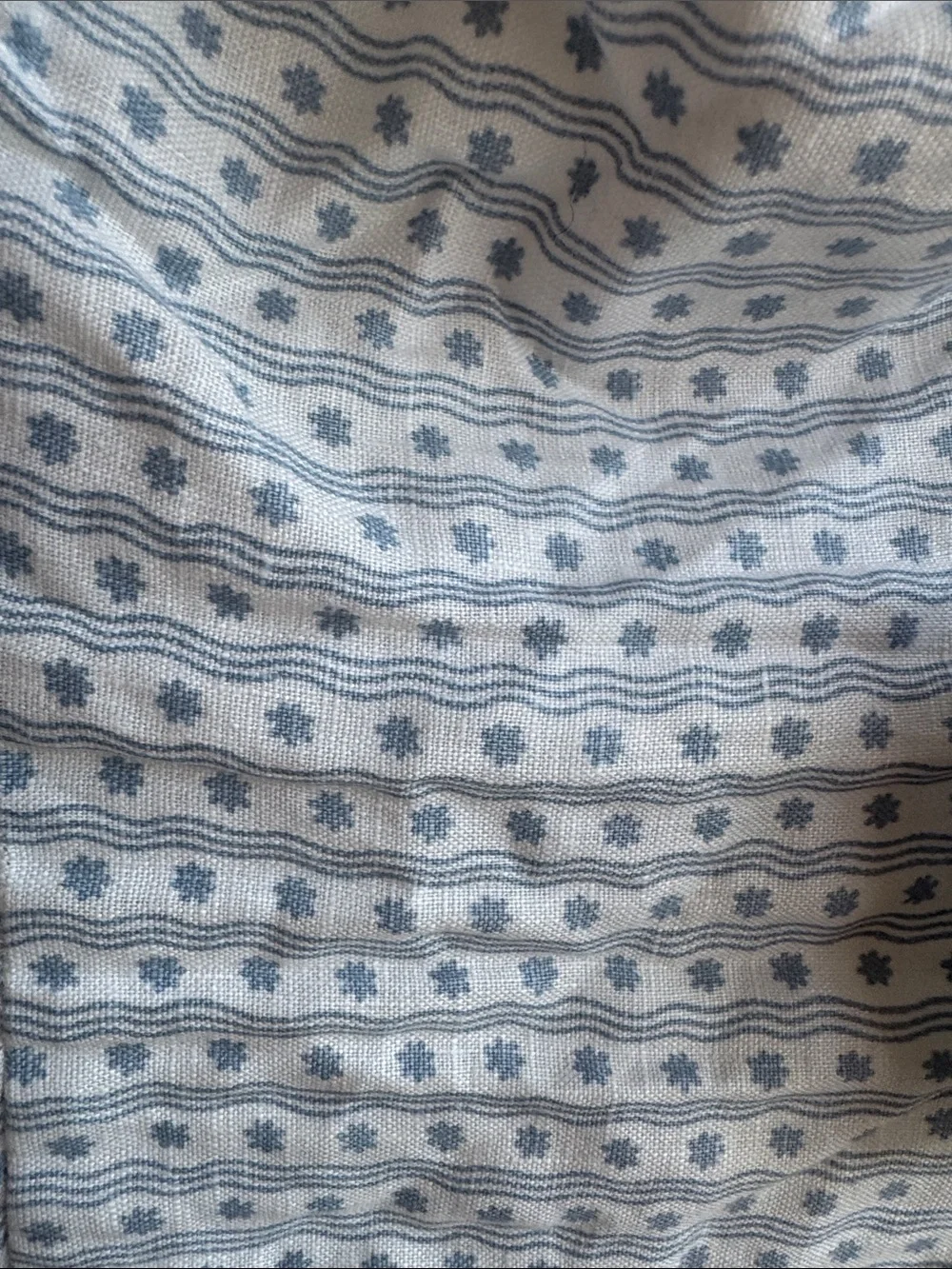 Reformation Blue and White Puff-Sleeve Off-Shoulder Top